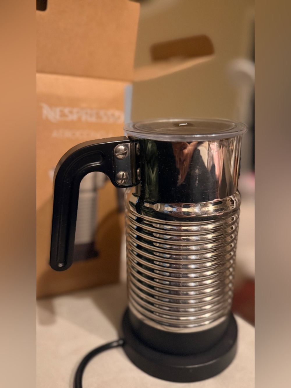 Nespresso Silver and Black Milk Frother